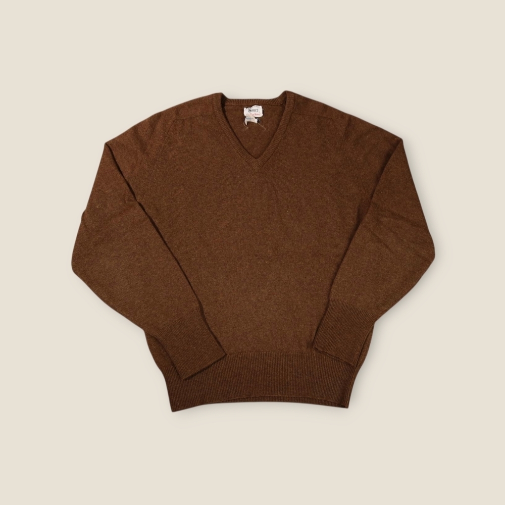 Vintage Alan Paine Pure Lambswool V Neck Sweater Made in England Size Large